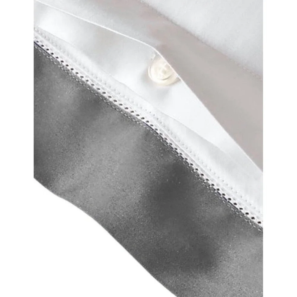 Organic Cotton Sateen Border King Sham Graphite Grey White 2pc Set NEW 20